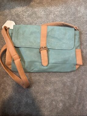 Egg Collective Mint and Tan Crossbody Satchel